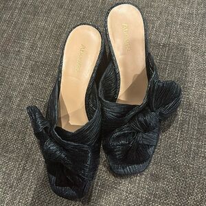 Abound Black Plisse Fabric Slide Heel